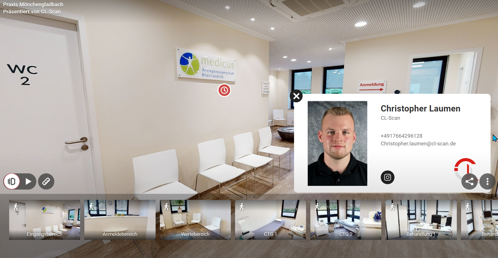 Virtueller 3D-Rundgang durch eine Arztpraxis